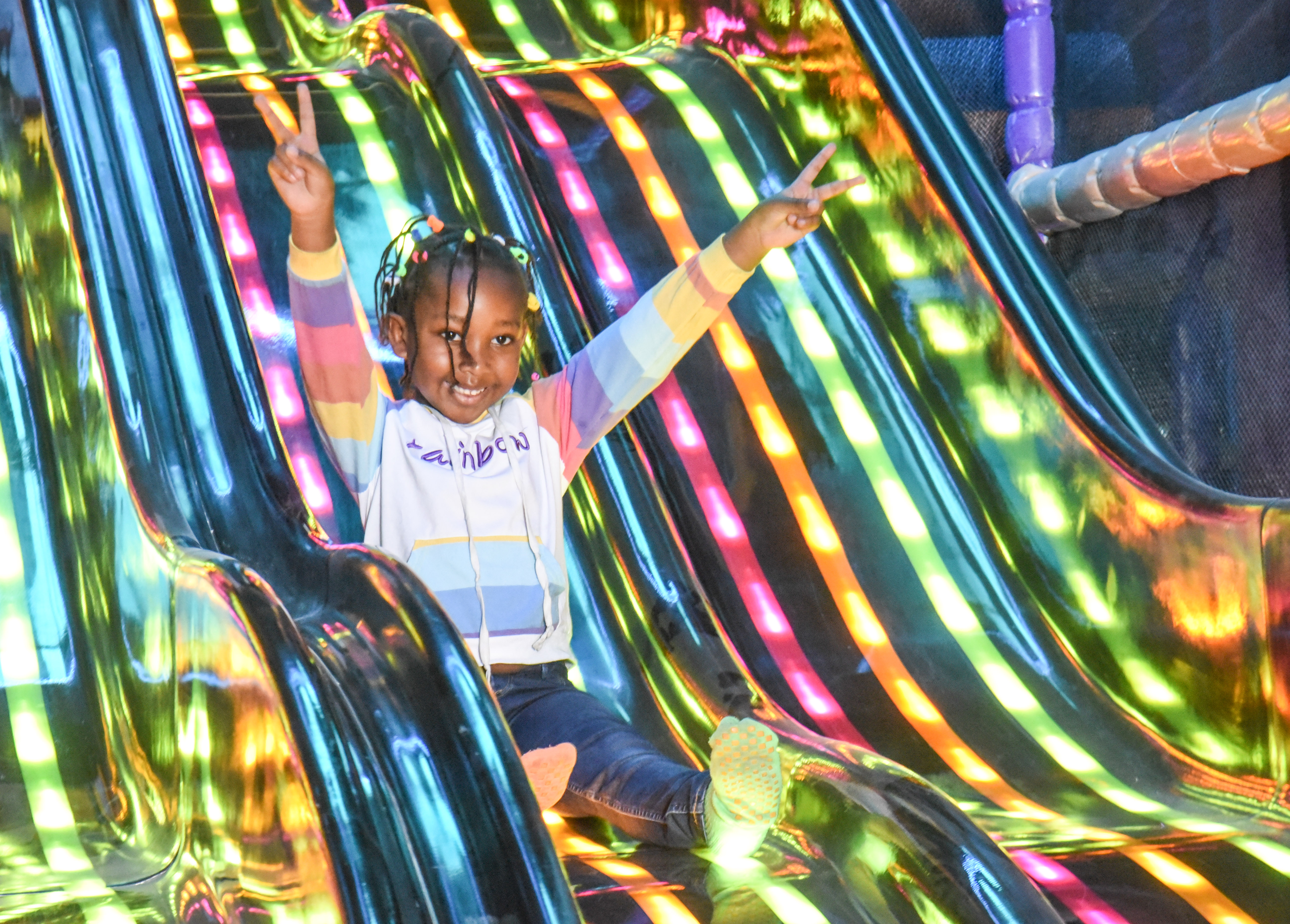 Kids having a blast in the colourful ball pit at The Hub Park, Nairobi's top indoor amusement center.