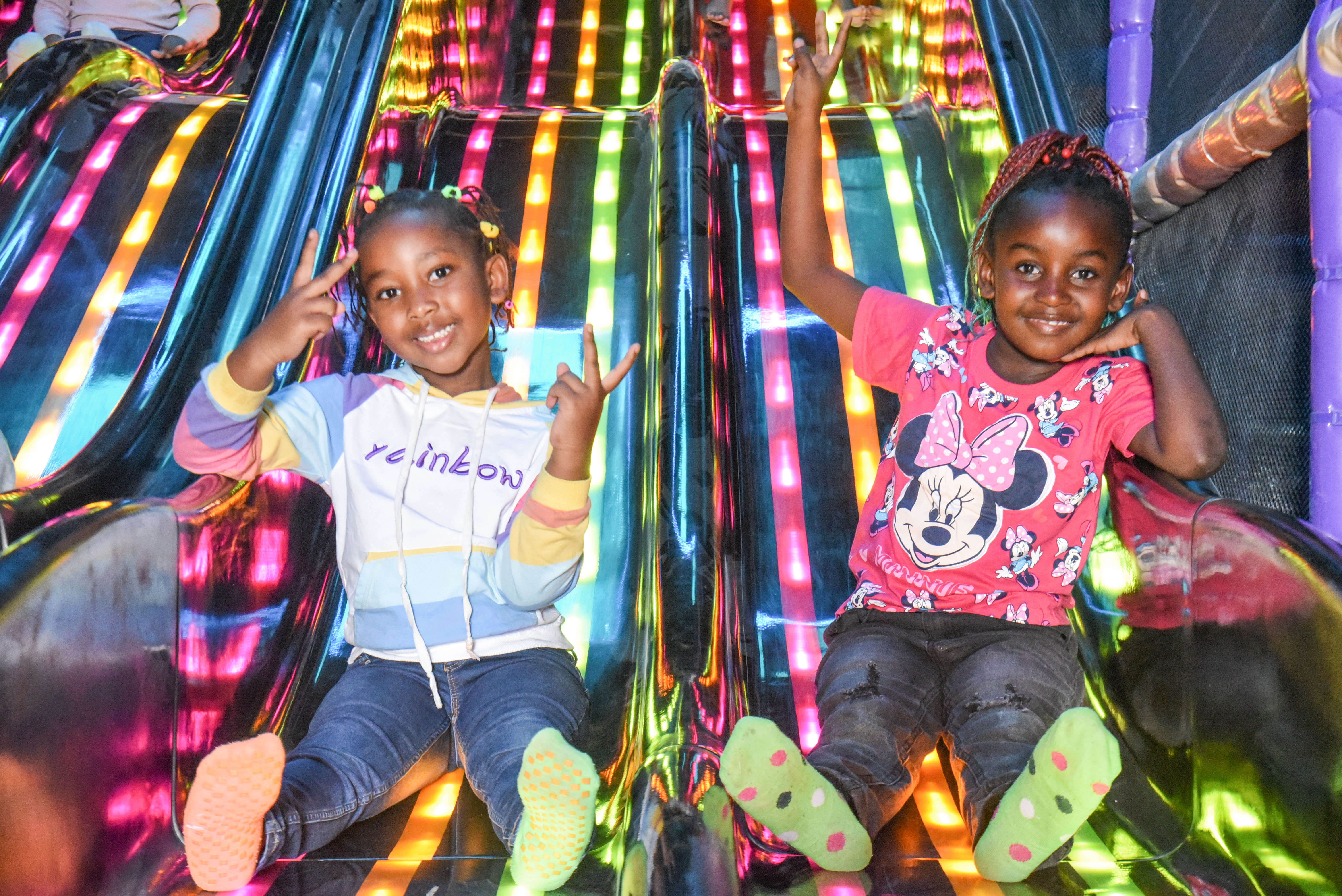 Kids having a blast in the colourful ball pit at The Hub Park, Nairobi's top indoor amusement center.