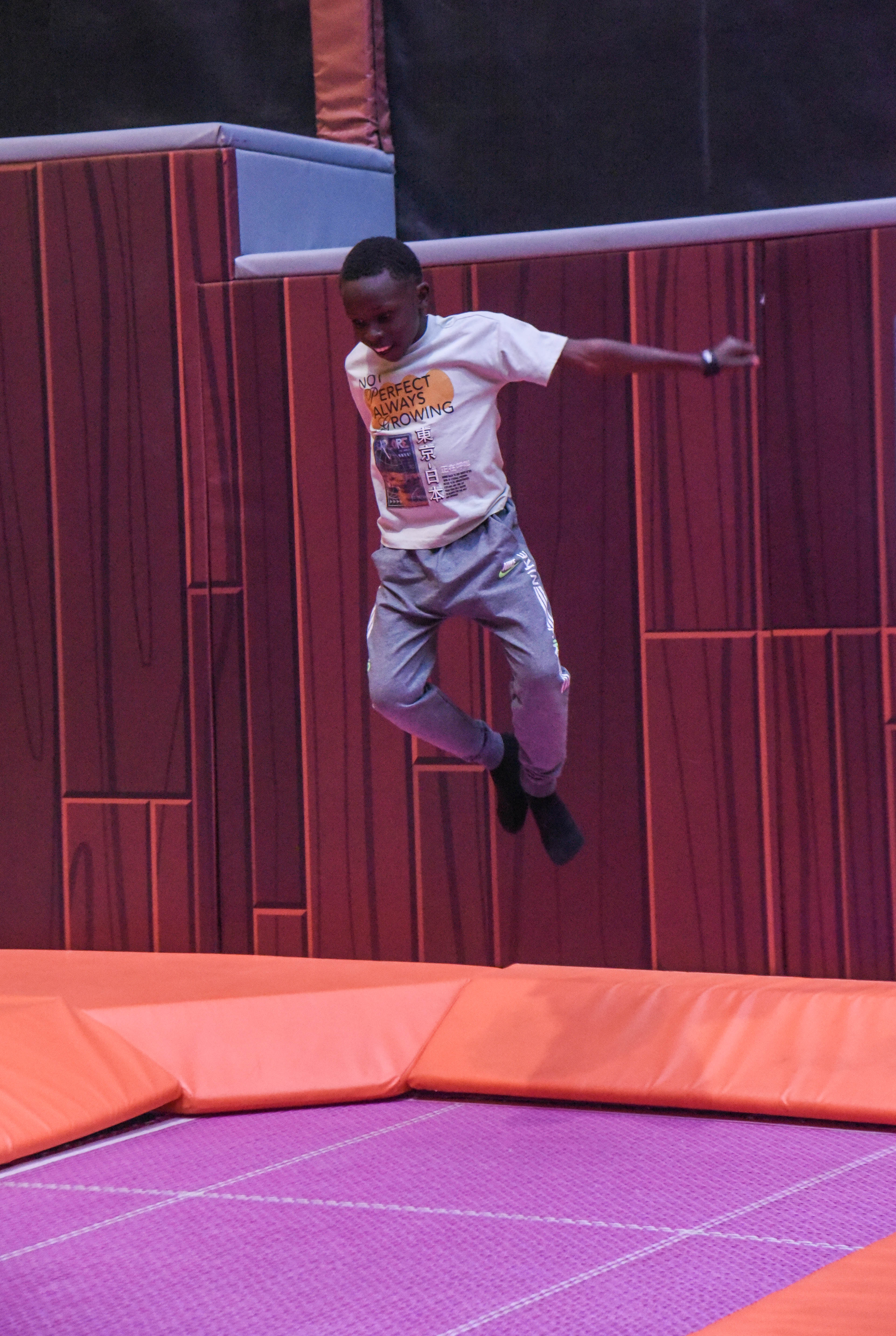 High-flying trampoline fun at The Hub Park, Nairobi's best indoor trampoline park and family amusement center.