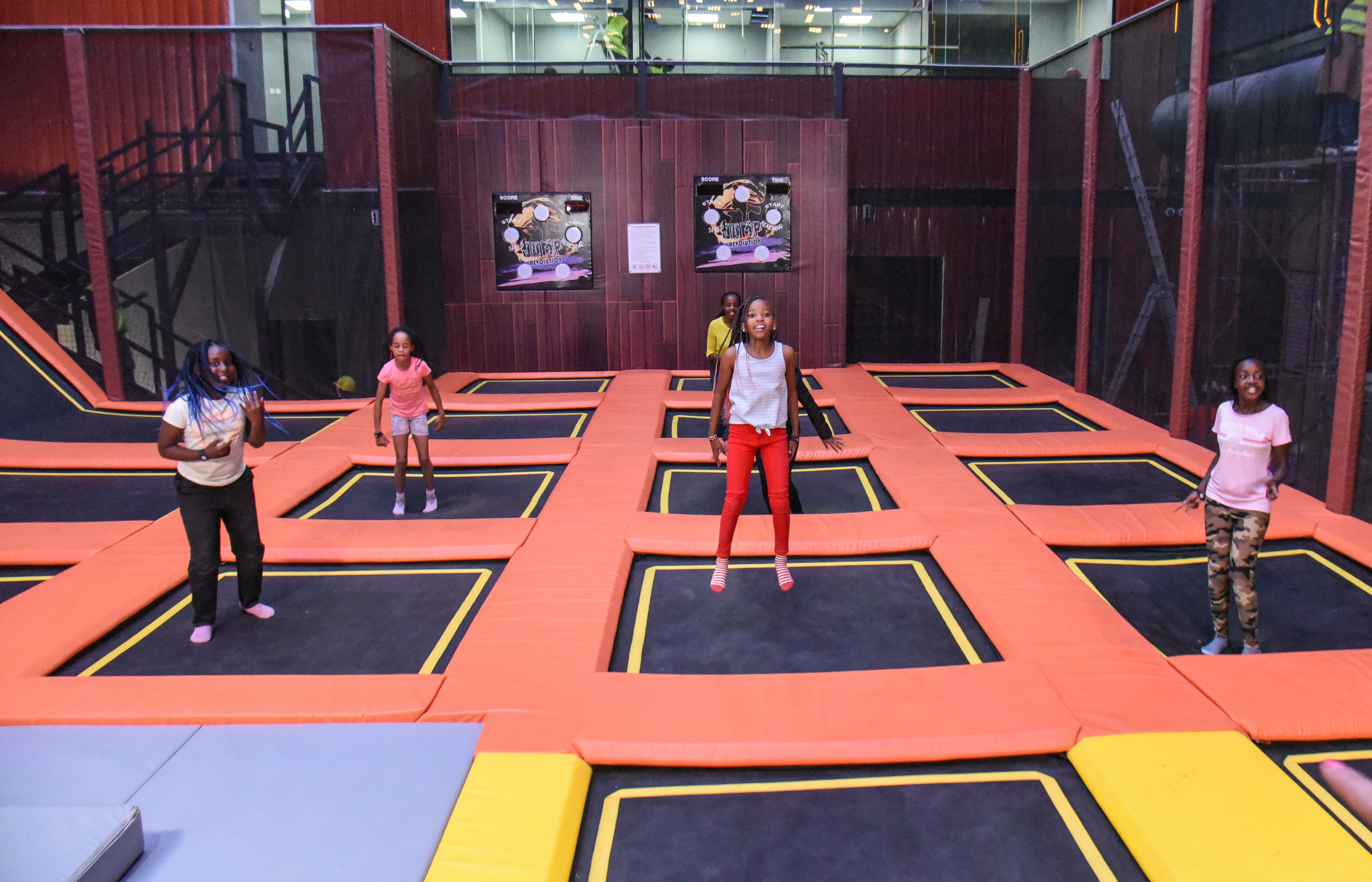 High-flying trampoline fun at The Hub Park, Nairobi's best indoor trampoline park and family amusement center.