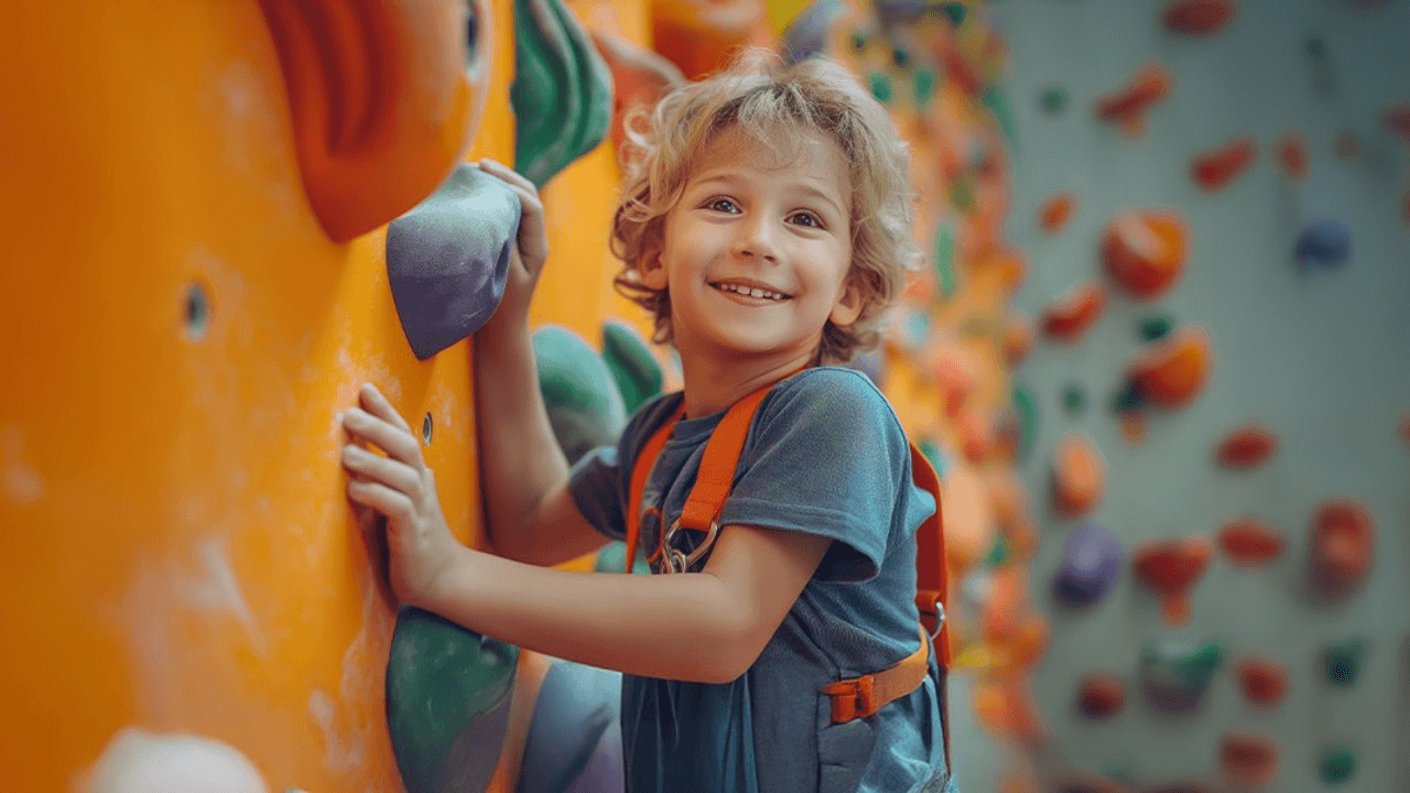 Happy child playing at the park