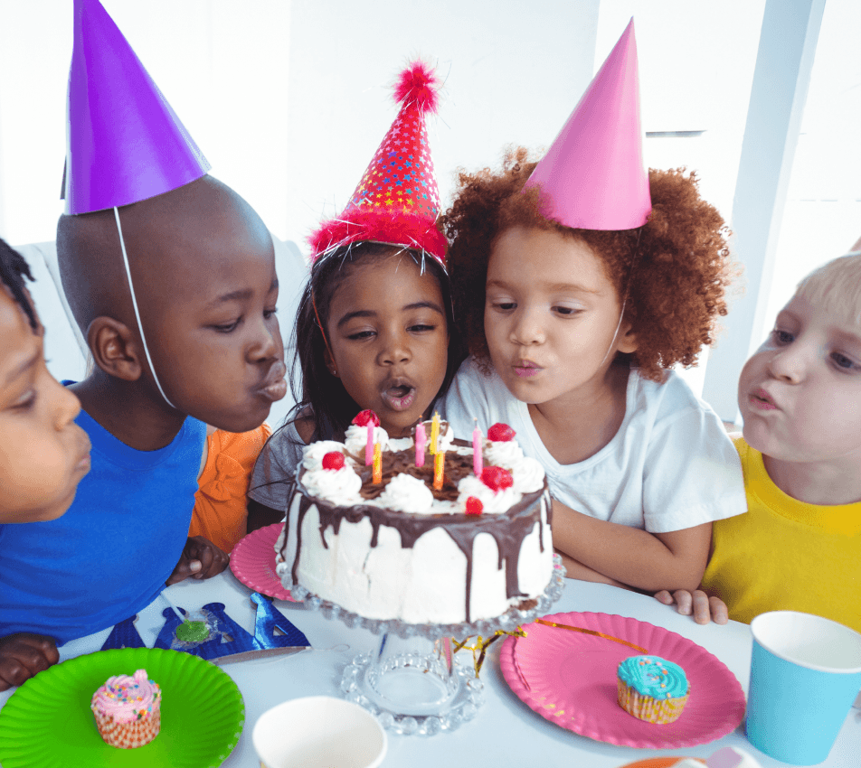 Children celebrating a birthday party at The Hub Park, Nairobi's favourite family fun center.