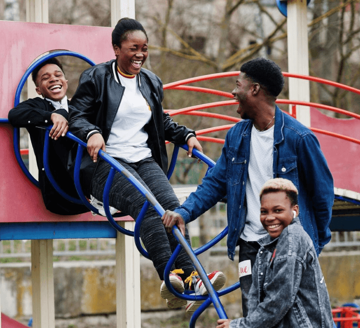 Family enjoying park activities