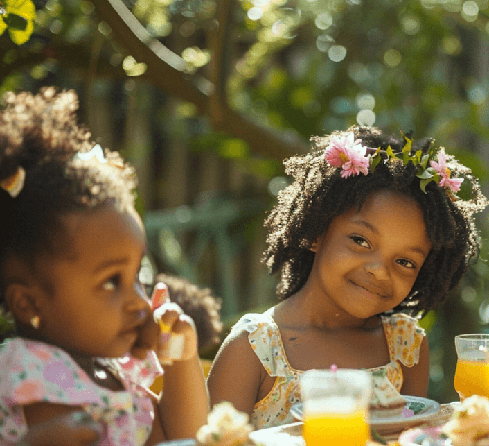 Children enjoying a delicious dining experience at The Hub Park, a complete family entertainment center in Nairobi.